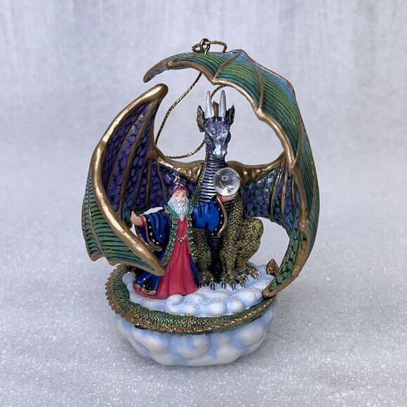 San Francisco Music Box Christmas Ornament CRYSTAL VISIONS DRAGON WITH MERLIN - Picture 2 of 11